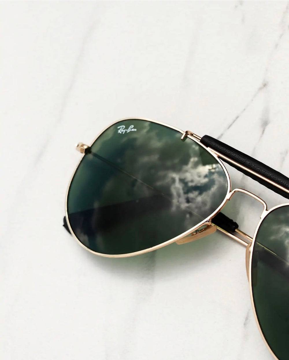 Araybana Aviator Rb 3422 Leather Gold Green