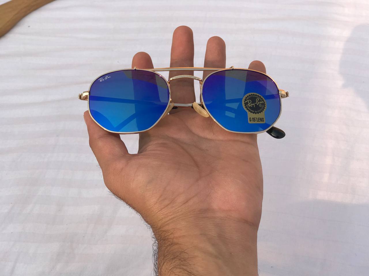 Araybana Hexagon Rb 3648 Gold Aqua Blue Marcury