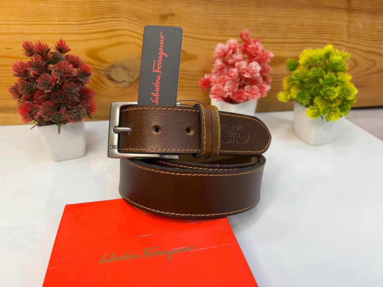 Aferragamoa Belt With Brand Box Original Leather