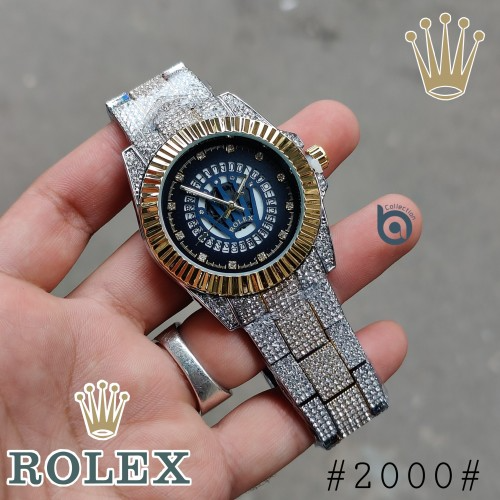 Arolexa Diamond T1822 Two Tone  Blue Dial Quartz Date