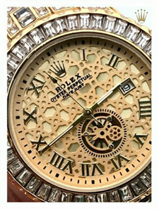 Arolexa Diamond Oyster Datejust Gold Black Quartz