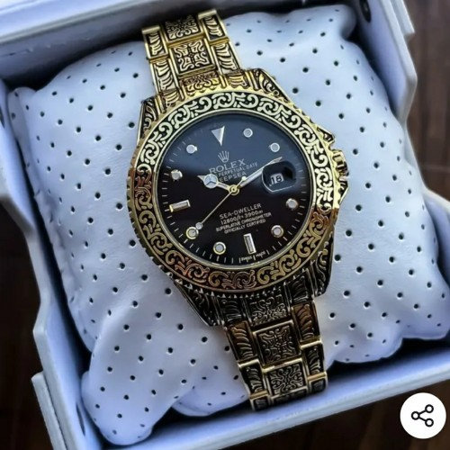 Arolexa 8183 Date Working Gold Black Quartz