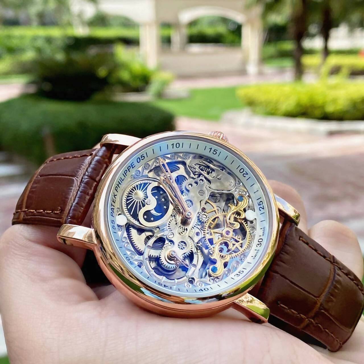 Apatek Philippea Skeleton Automatic Leather Belt Watch