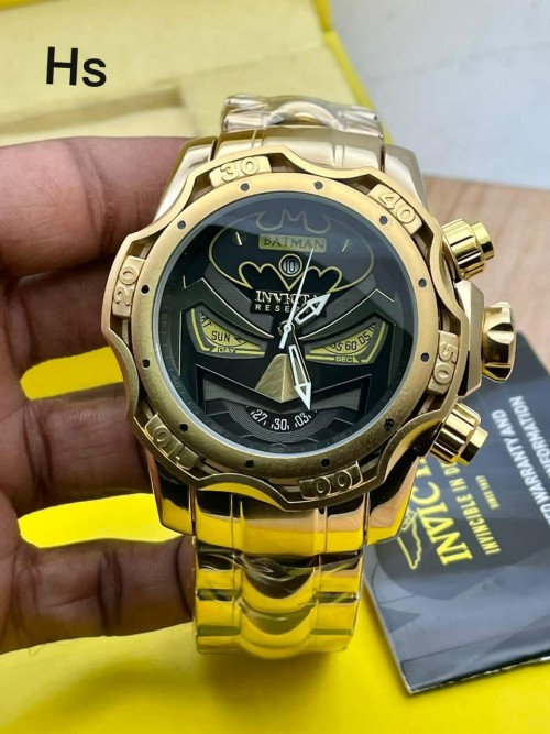 Ainvictaa Big Dial Batman Gold Black Date Working  Quartz