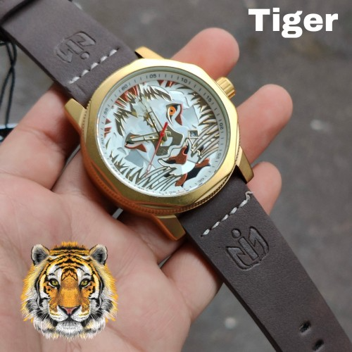 Anepica Tiger Dial Gold - Brown Belt White Dial Quartz