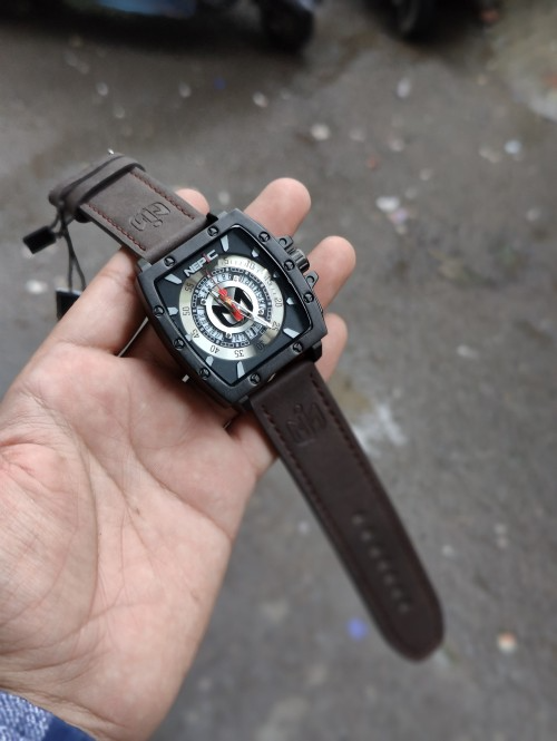 Anepica N8859  Black Brown  Big Dial Date Working Quartz