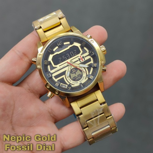 Anepica N8838 Chain Gold Afossila Dial Digital And Quartz