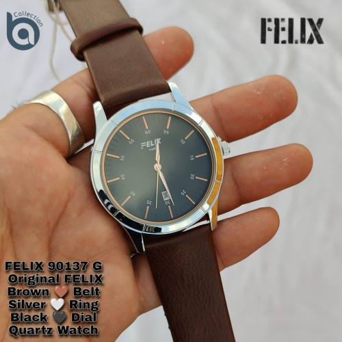 Afelixa 90137 G Brown Belt Black Dial Quartz Date Working