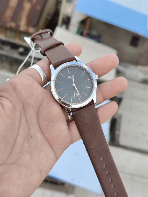 Afelixa 90137 G Brown Belt Black Dial Quartz Date Working