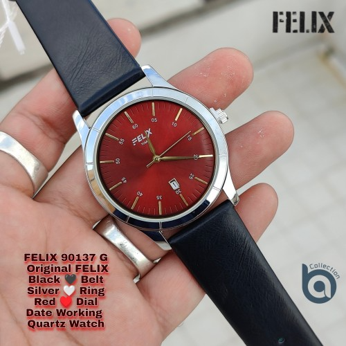 Afelixa 90137 G Black Belt Red Dial Quartz Date Working