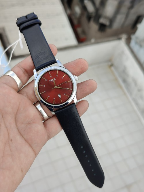 Afelixa 90137 G Black Belt Red Dial Quartz Date Working