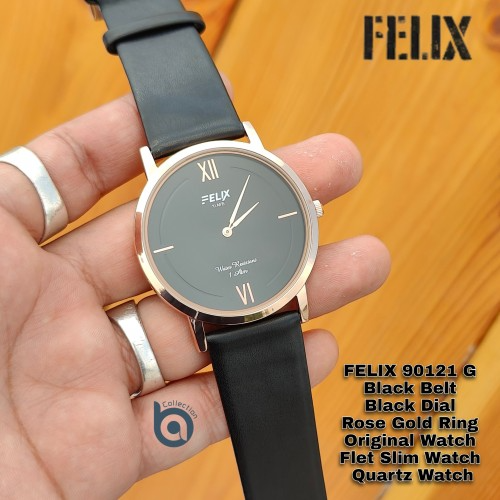 Afelixa 90121 G Black Belt Black Dial Rose Gold Ring - Flet - Quartz