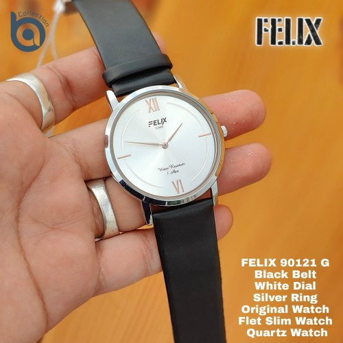 Afelixa 90121 G Black Belt White Dial Silver Ring - Flet - Quartz
