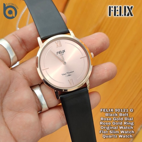 Afelixa 90121 G Black Belt Rose Gold Dial Rose Gold Ring - Flet - Quartz