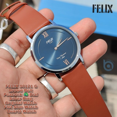 Afelixa 90121 G Brown Belt Peacock Dial Silver Ring - Flet - Quartz