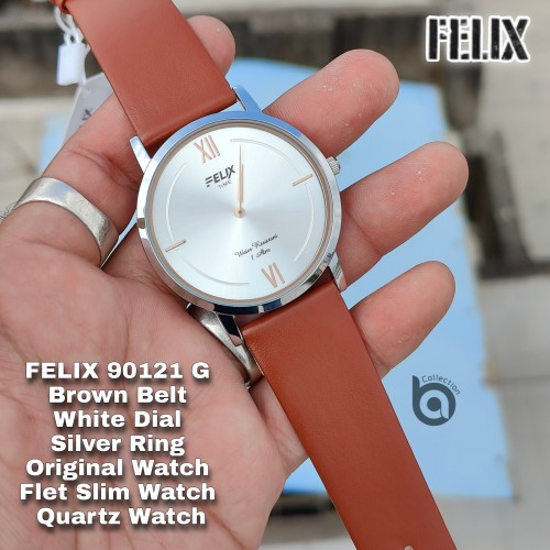 Afelixa 90121 G Brown Belt White Dial Silver Ring - Flet - Quartz