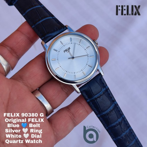 Afelixa 90380 G Blue Belt White Dial Silver Ring Quartz