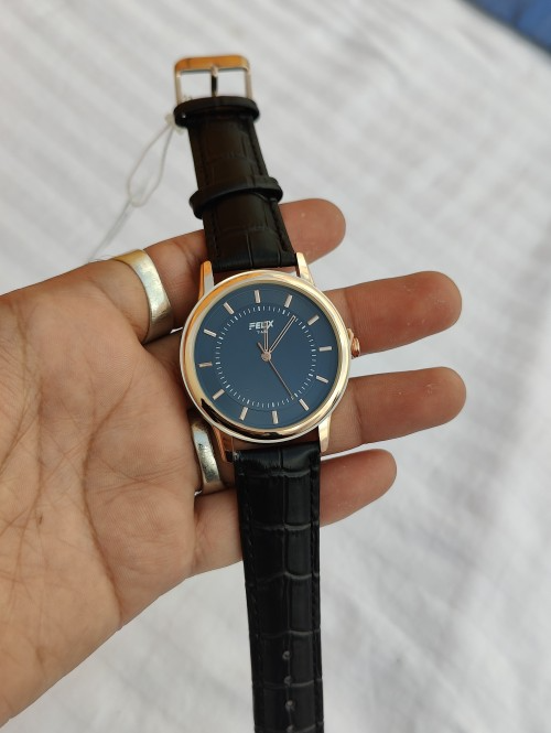 Afelixa 90380 G Black Belt Black Dial Rose Gold Ring Quartz