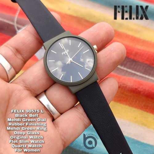 Afelixa 90575 L Mehdi Green Dial Black Belt Rubber Finishing Quartz