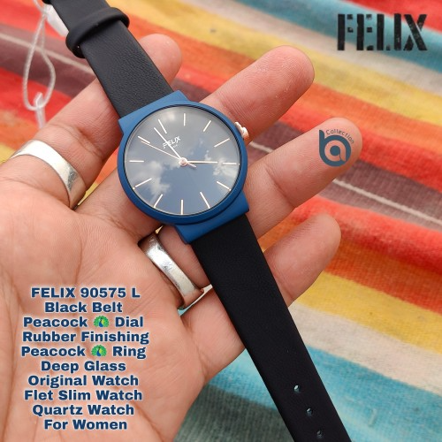 Afelixa 90575 L Black Belt Peacock Dial Rubber Finishing Quartz