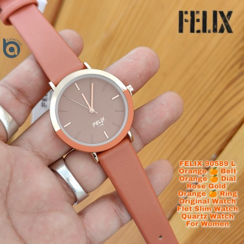 Afelixa 90589 L Orange Belt Orange Dial Rose Gold Ring Quartz 