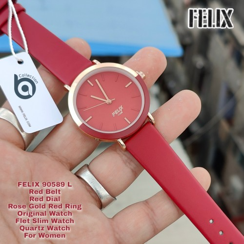 Afelixa 90589 L Red Belt Red Dial Rose Gold Ring  Quartz 
