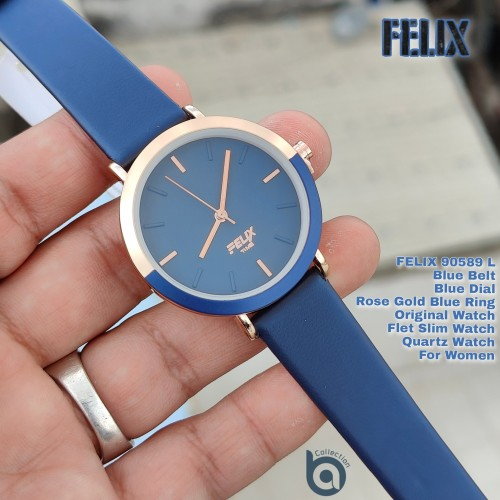 Afelixa 90589 L Blue Belt Blue Dial Rose Gold Ring Quartz