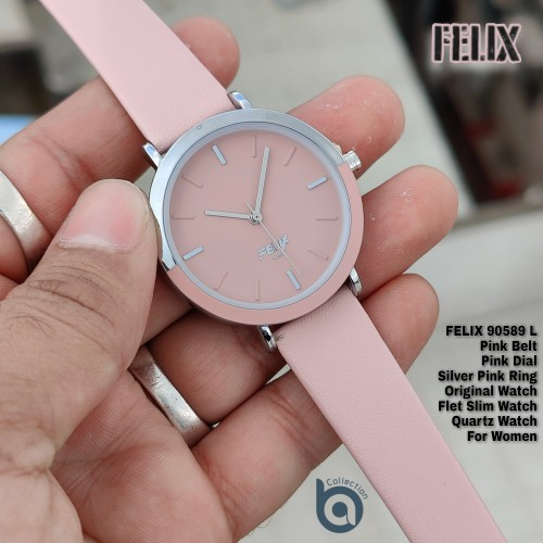 Afelixa 90589 L Pink Belt Pink Dial Silver Ring Quartz 