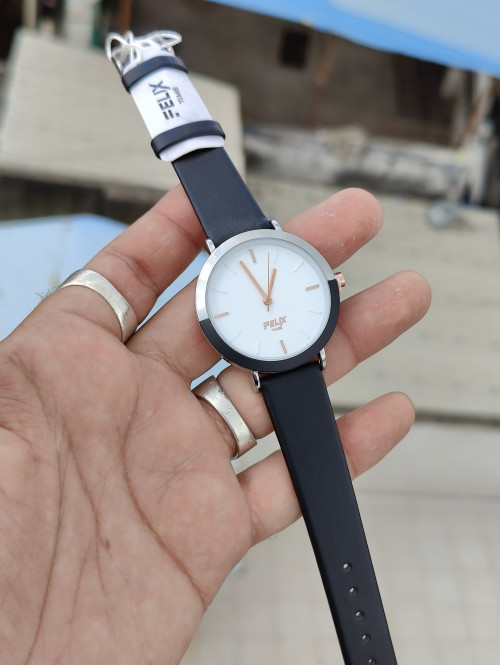 Afelixa 90589 L Black Belt White Dial Silver Ring Quartz 