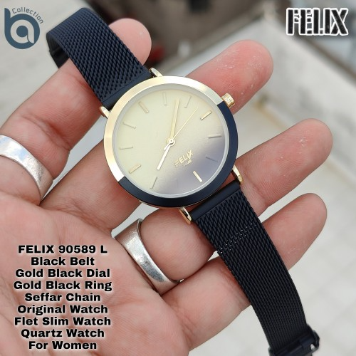 Afelixa 90589 L Black Seffar Chain Gold Black Dial Quartz
