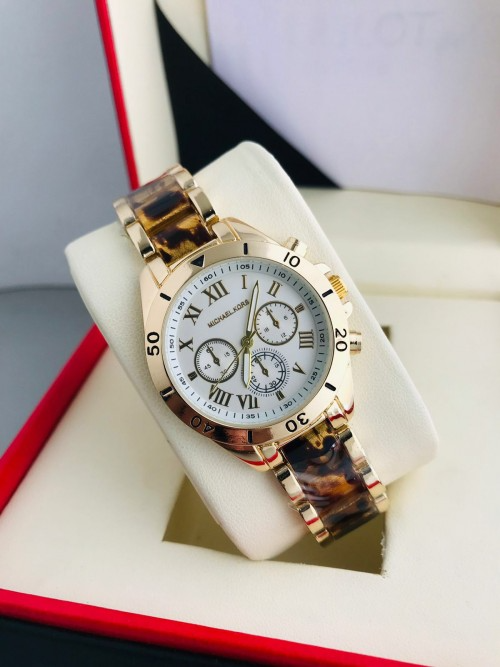 Amichael Korsa Gold Tiger Print Quartz