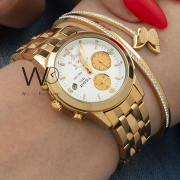 Atissota Chronograph White Dial With Rose Gold Stainless Steel Chain Quartz