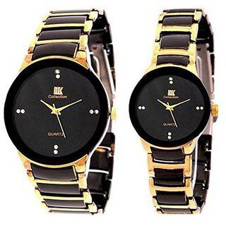 Aiik Collectiona Round Dial Analog Gold Black Quartz